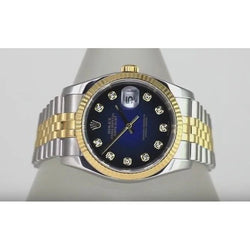 Montre Rolex Datejust 36 mm pour homme, cadran diamant, lunette cannelée, réglage rapide