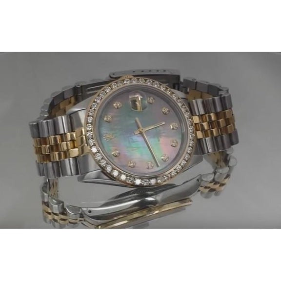 Montre Rolex 3,5 carats lunette diamant personnalisée deux tons ensemble rapide
