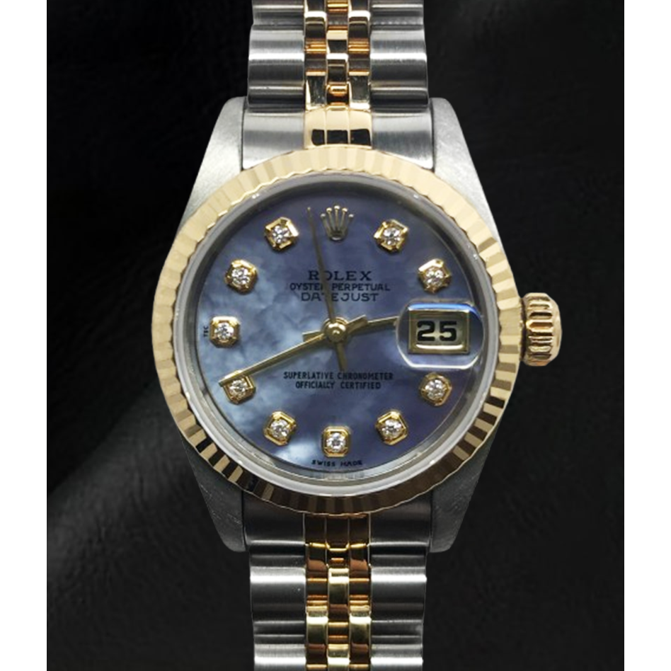 Montre Rolex Datejust Année 2001 Cadran Diamant Nacre Grise 26 mm Bicolore