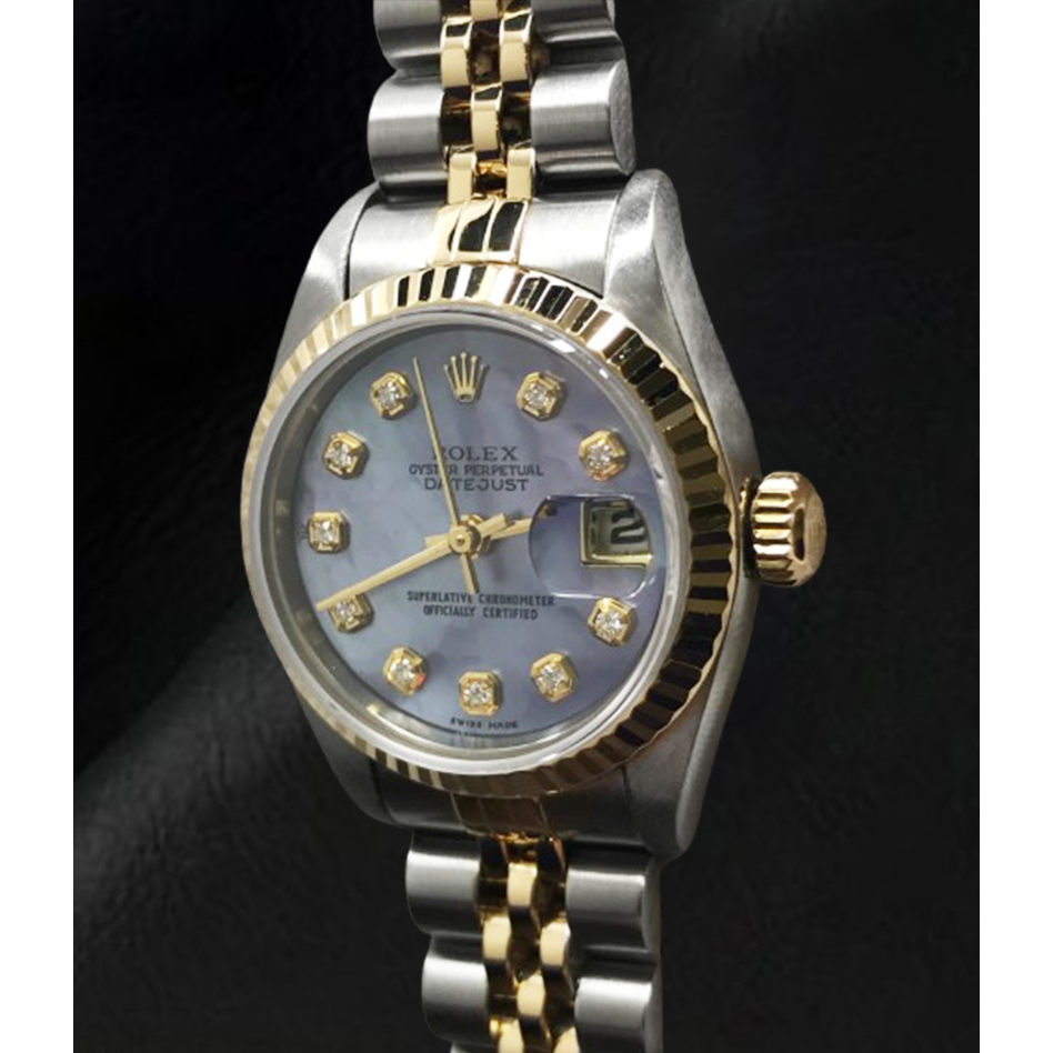 Montre Rolex Datejust Année 2001 Cadran Diamant Nacre Grise 26 mm Bicolore