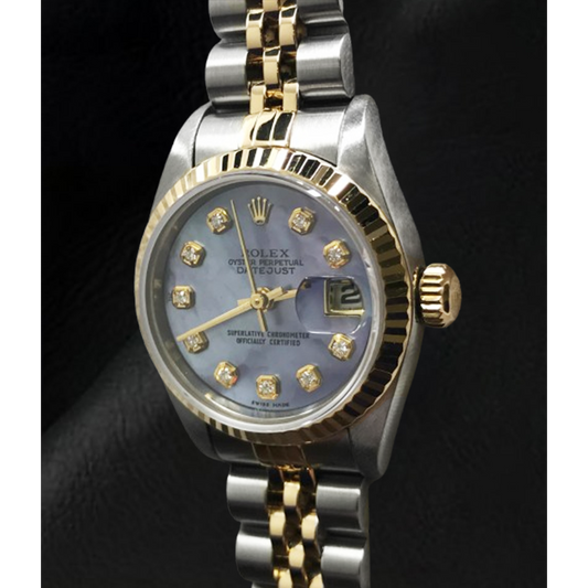 Montre Rolex Datejust Année 2001 Cadran Diamant Nacre Grise 26 mm Bicolore