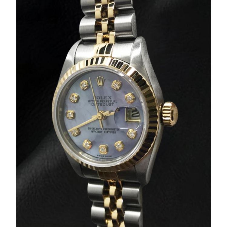Montre Rolex Datejust Année 2001 Cadran Diamant Nacre Grise 26 mm Bicolore