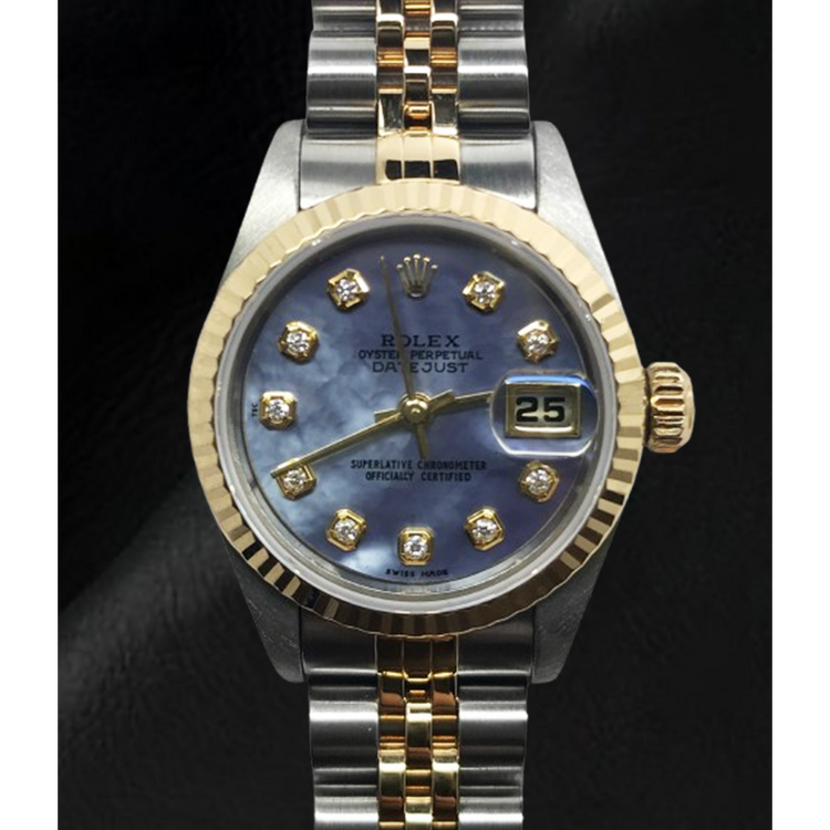 Montre Rolex Datejust Année 2001 Cadran Diamant Nacre Grise 26 mm Bicolore
