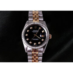 Montre Rolex Datejust Bracelet Jubilé Bicolore Cadran Diamant Noir Rolex