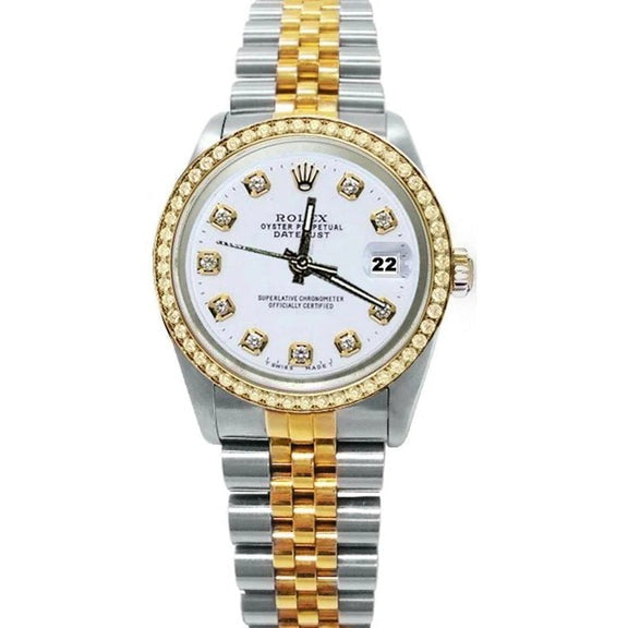 Montre Rolex Datejust Cadran Diamant Blanc Lunette 