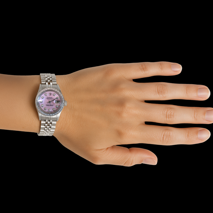 Montre Rolex Datejust Cadran Nacre Lunette Diamant acier inoxydable P1