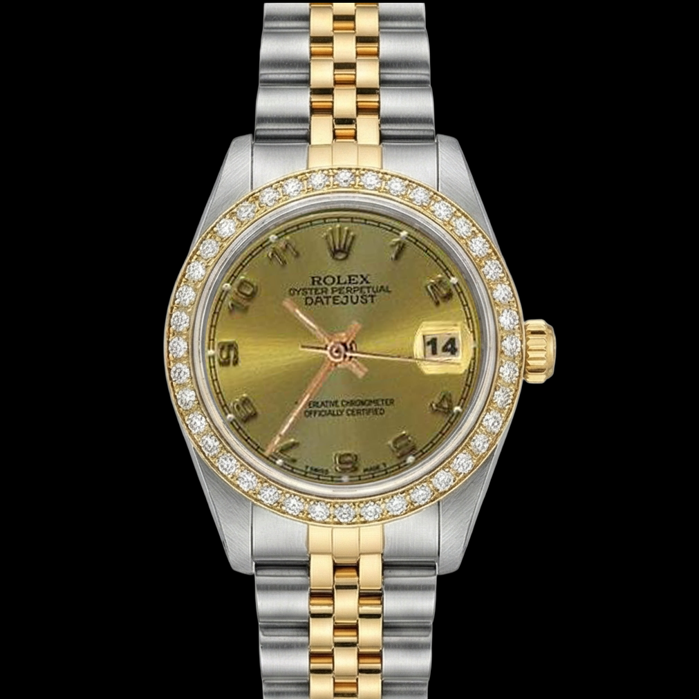 Montre Rolex Datejust Champagne Arabe acier inoxydable & Bracelet Or