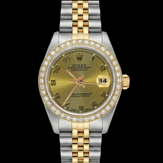 Montre Rolex Datejust Champagne Arabe acier inoxydable & Bracelet Or