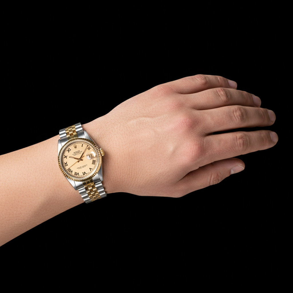 Montre Rolex Datejust Champagne à cadran romain 36 mm bicolore
