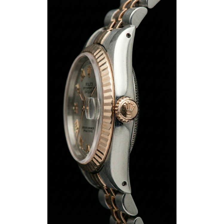 Montre Rolex Datejust Femme acier inoxydable et lunette cannelée en or jaune