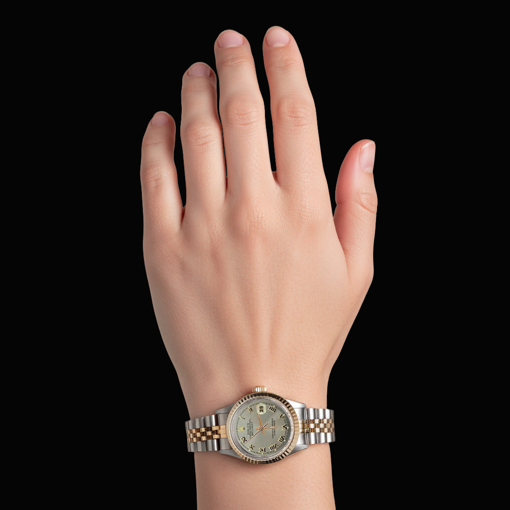 Montre Rolex Datejust Femme acier inoxydable et lunette cannelée en or jaune P2