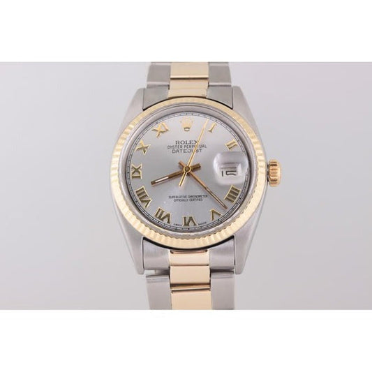 Montre Rolex Datejust Lunette cannelée Bracelet huître Or Et acier inoxydable réglage rapide2
