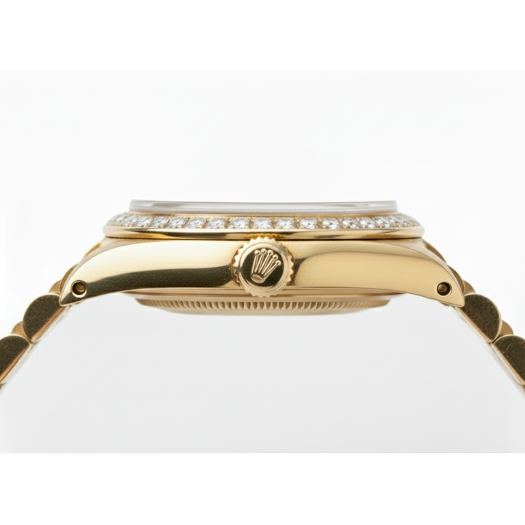 Montre Rolex Datejust Président still Bracelet Gris Cadran Romain or jaune Femme