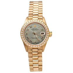 Montre Rolex Datejust Président still Bracelet Gris Cadran Romain or jaune Femme