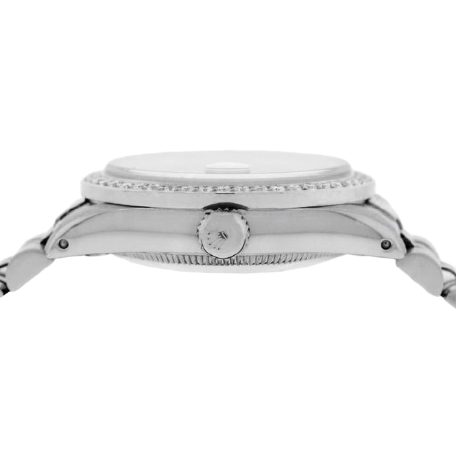 Montre Rolex Datejust Salmon avec cadran diamant et lunette en acier inoxydable de 31 mm