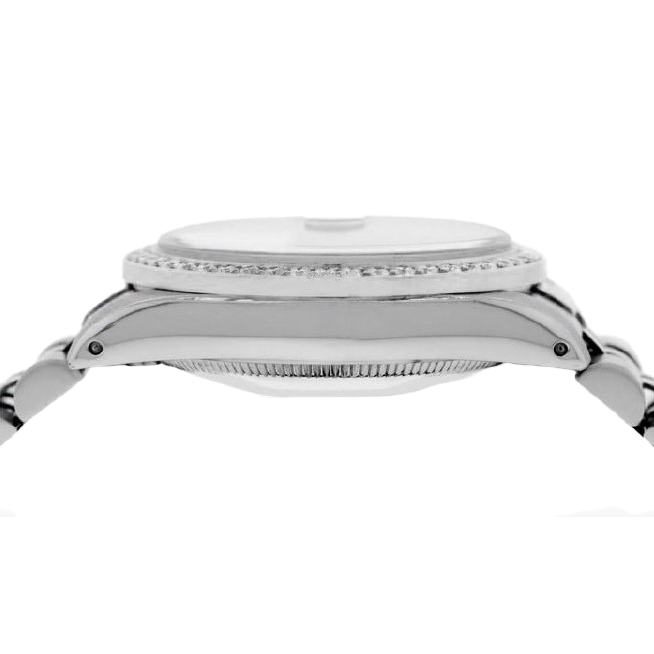 Montre Rolex Datejust Salmon avec cadran diamant et lunette en acier inoxydable de 31 mm