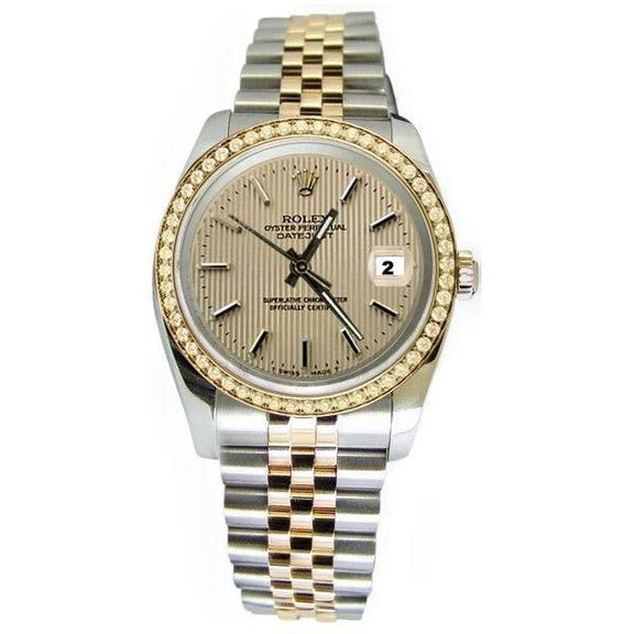 Montre Rolex Datejust Tapestry Stick Dial en or massif et acier Jubilee QUICK SET