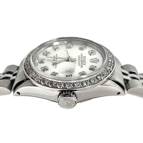 Montre Rolex Datejust avec lunette en diamant