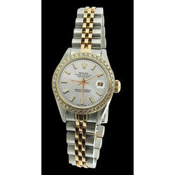 Montre Rolex Datejust avec lunette en diamant et bracelet jubilé bicolore