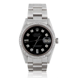 Montre Rolex Datejust cadran diamant noir bracelet en acier inoxydable