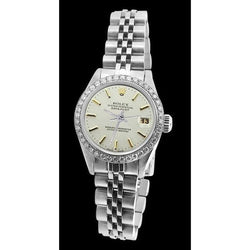 Montre Rolex Datejust dame en acier inoxydable lunette diamant blanc