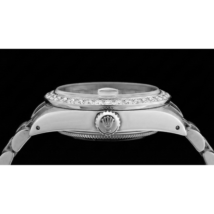 Montre Rolex Datejust dame en acier inoxydable lunette diamant blanc