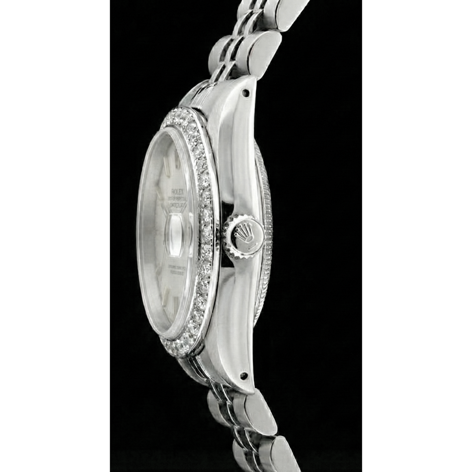 Montre Rolex Datejust dame en acier inoxydable lunette diamant blanc