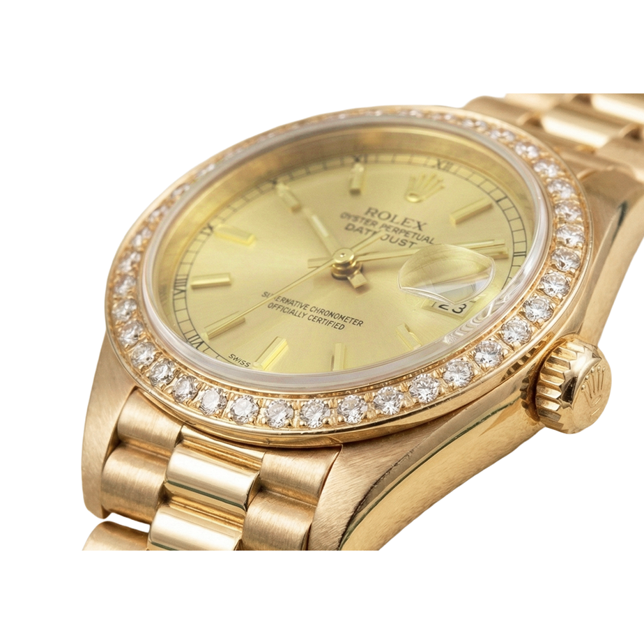 Montre Rolex Datejust de still présidentiel Bâton de champagne Cadran Lunette