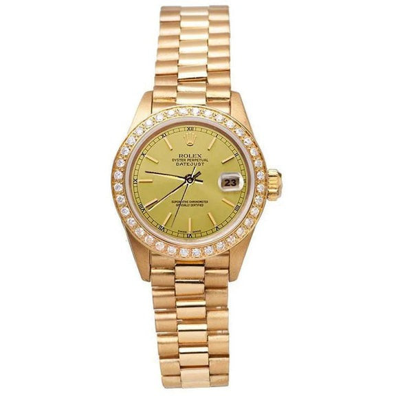 Montre Rolex Datejust de still présidentiel Bâton de champagne Cadran Lunette