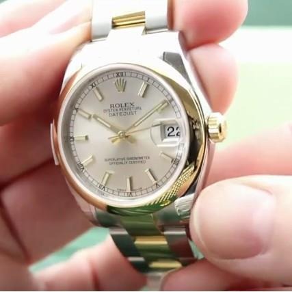 Montre Rolex Datejust de taille moyenne 31 mm acier inoxydable et bracelet en or jaune lisse2