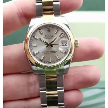 Montre Rolex Datejust de taille moyenne 31 mm acier inoxydable et bracelet en or jaune lisse3