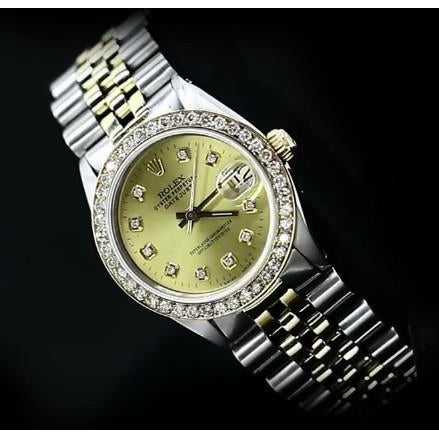 Montre Rolex Datejust de taille moyenne 31 mm avec lunette en diamant 