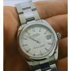 Montre Rolex Datejust de taille moyenne, 31 mm, lunette lisse, bracelet acier inoxydable