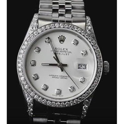 Montre Rolex Datejust de taille moyenne avec lunette et cadran en diamant personnalisés acier inoxydable