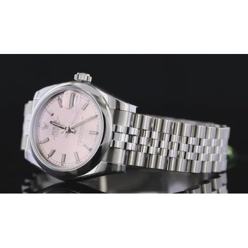 Montre Rolex Datejust de taille moyenne, cadran bâton rose