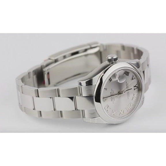 Montre Rolex Datejust de taille moyenne, cadran romain blanc