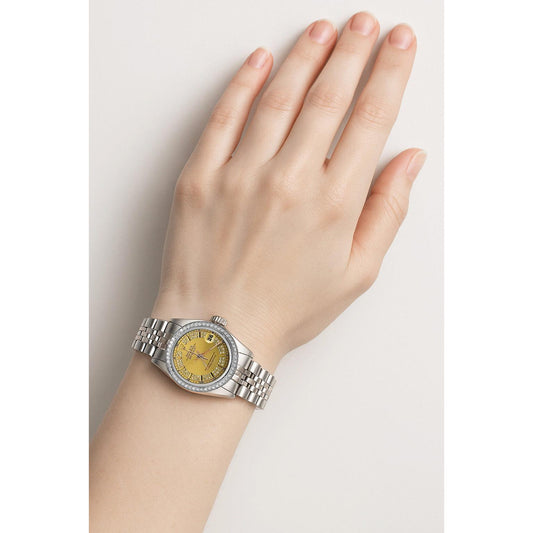 Montre Rolex Datejust à diamants et chaîne de champagne acier inoxydable Jubilé P1