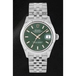 Montre Rolex Datejust en acier à cadran lumineux vert menthe 31 mm