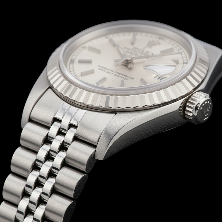 Montre Rolex Datejust en acier inoxydable avec cadran argenté de 31 mm