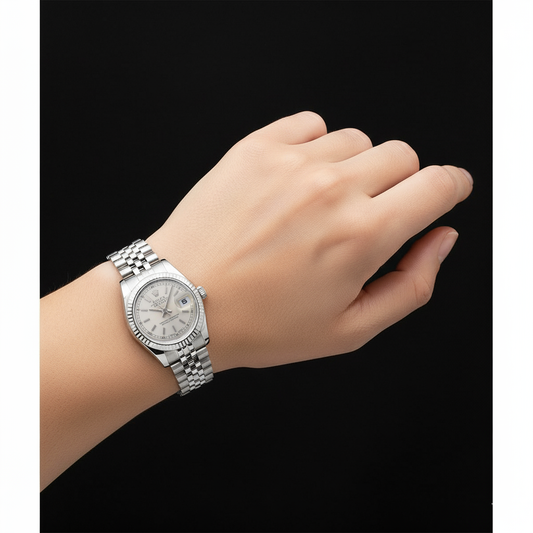 Montre Rolex Datejust en acier inoxydable avec cadran argenté de 31 mm P2