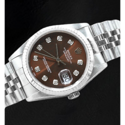 Montre Rolex Datejust en acier inoxydable avec cadran diamant chocolat