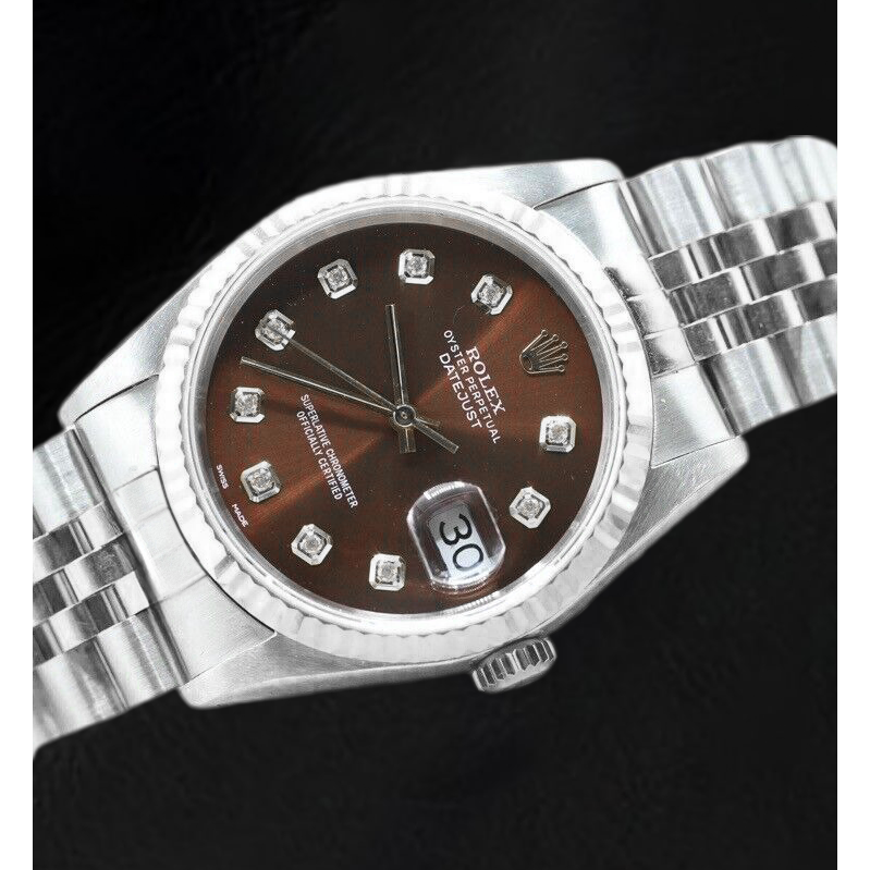 Montre Rolex Datejust en acier inoxydable avec cadran diamant chocolat