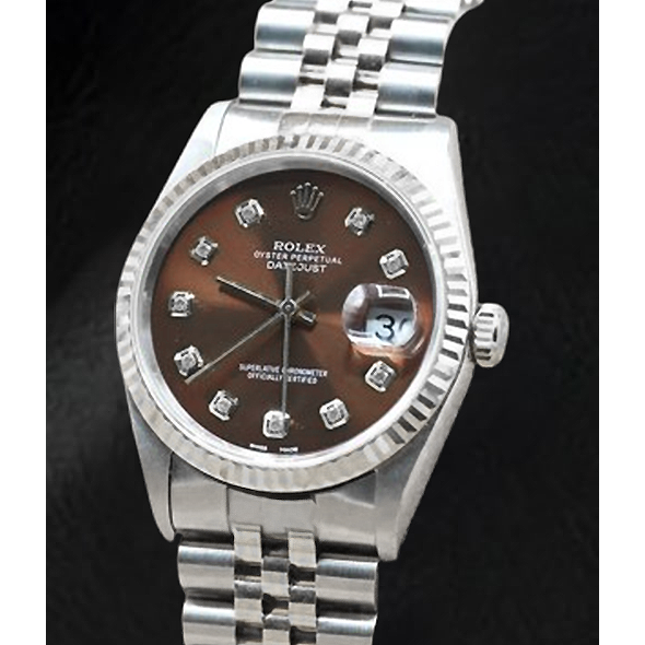 Montre Rolex Datejust en acier inoxydable avec cadran diamant chocolat