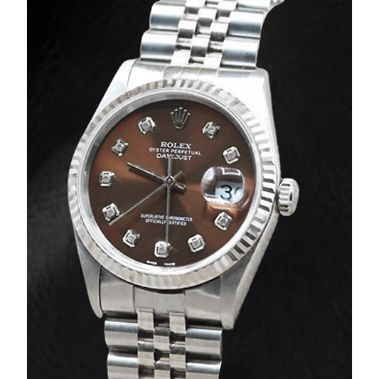Montre Rolex Datejust en acier inoxydable avec cadran diamant chocolat