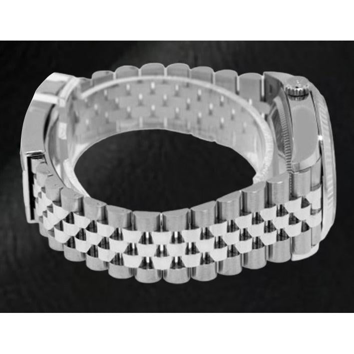 Montre Rolex Datejust en acier inoxydable avec cadran romain gris Wimbledon de 36 mm