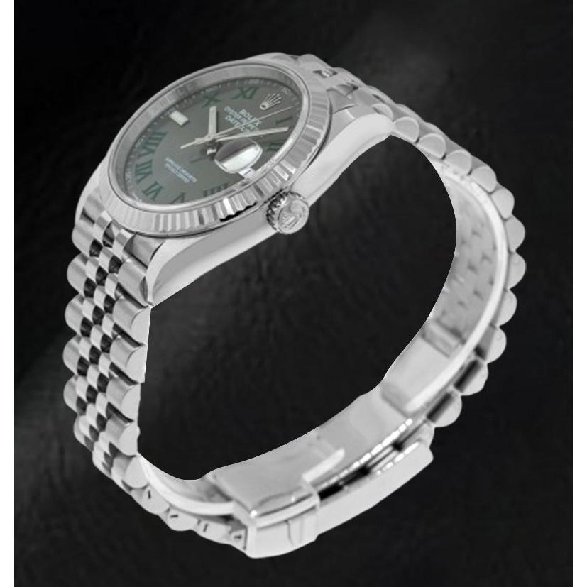 Montre Rolex Datejust en acier inoxydable avec cadran romain gris Wimbledon de 36 mm