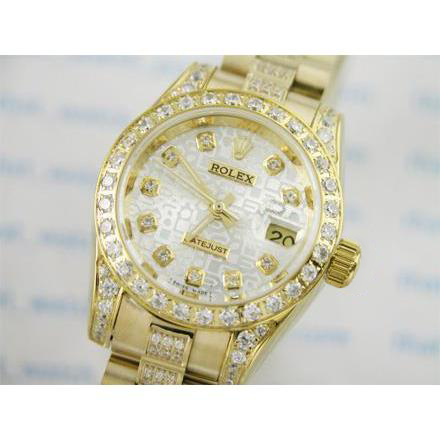 Montre Rolex Datejust en or jaune bracelet diamant 6 carats