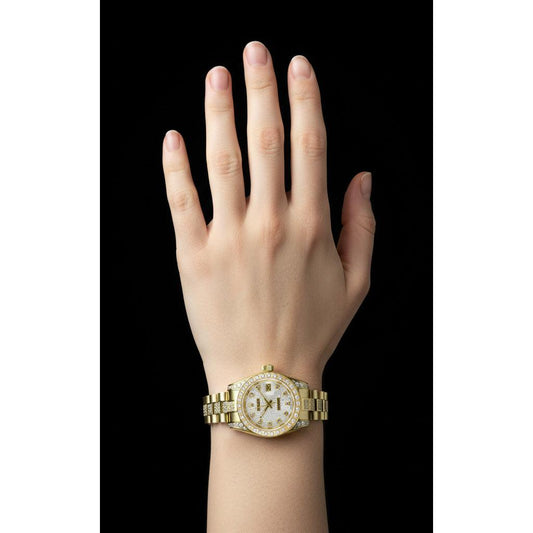 Montre Rolex Datejust en or jaune bracelet diamant 6 carats P2