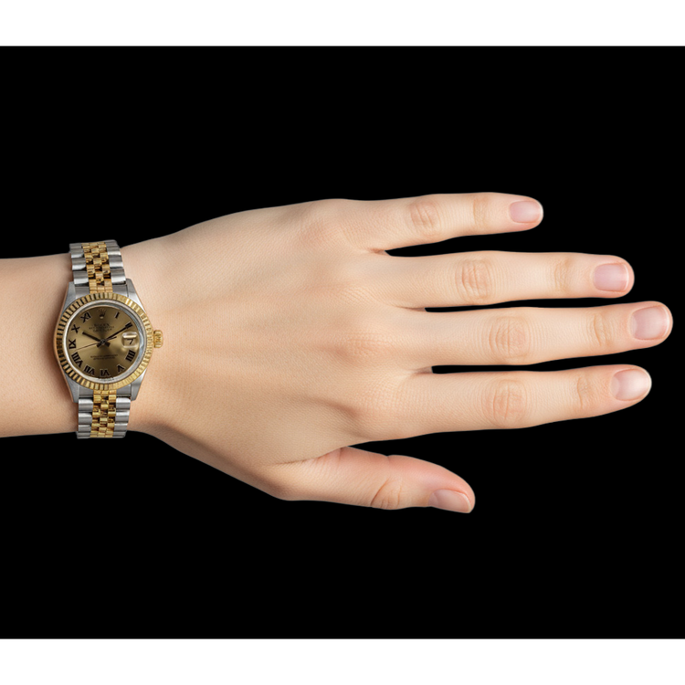 Montre Rolex Datejust jubilé Bracelet Lunette cannelée acier inoxydable Or taille moyenne P4