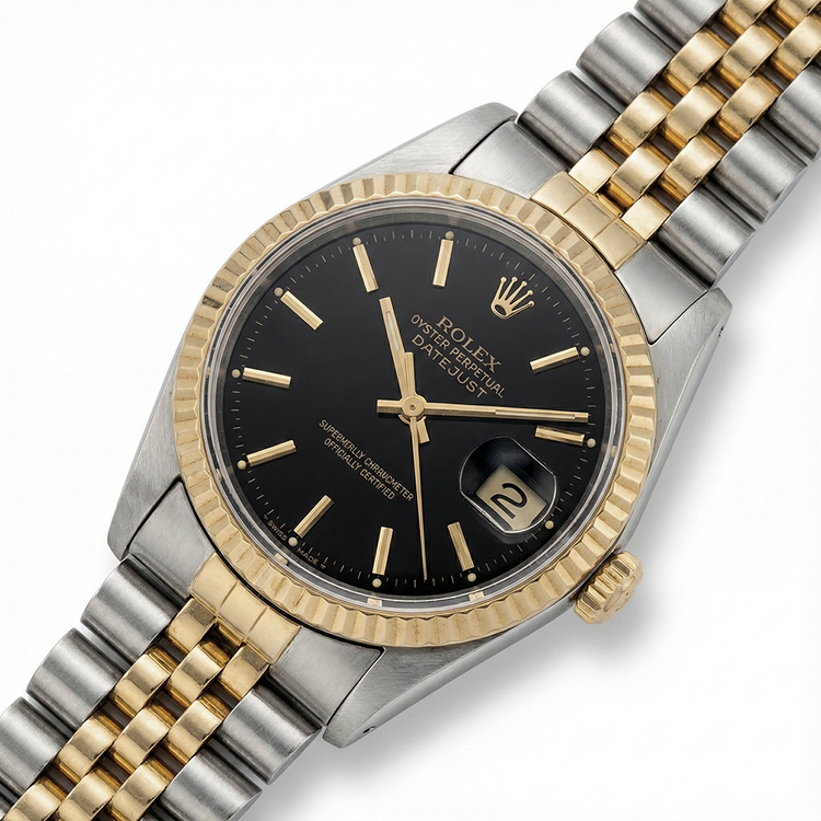 Montre Rolex Datejust pour femme avec cadran bâton bicolore pour femme